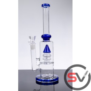 DOUBLE RING COLORED CONE GLASS WATER PIPE 10inch